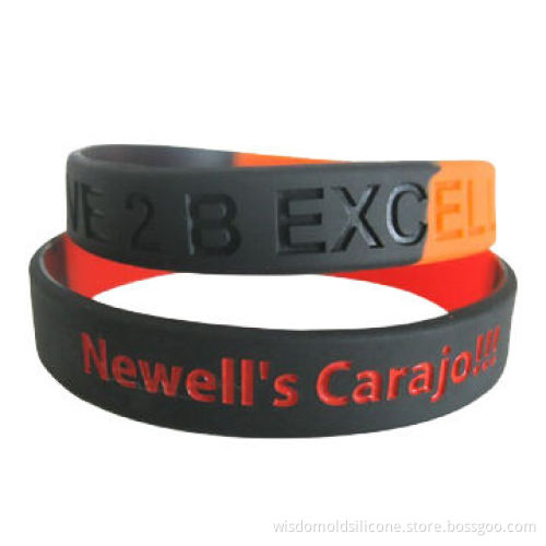 Silicone bracelet with customized logos and sizes
